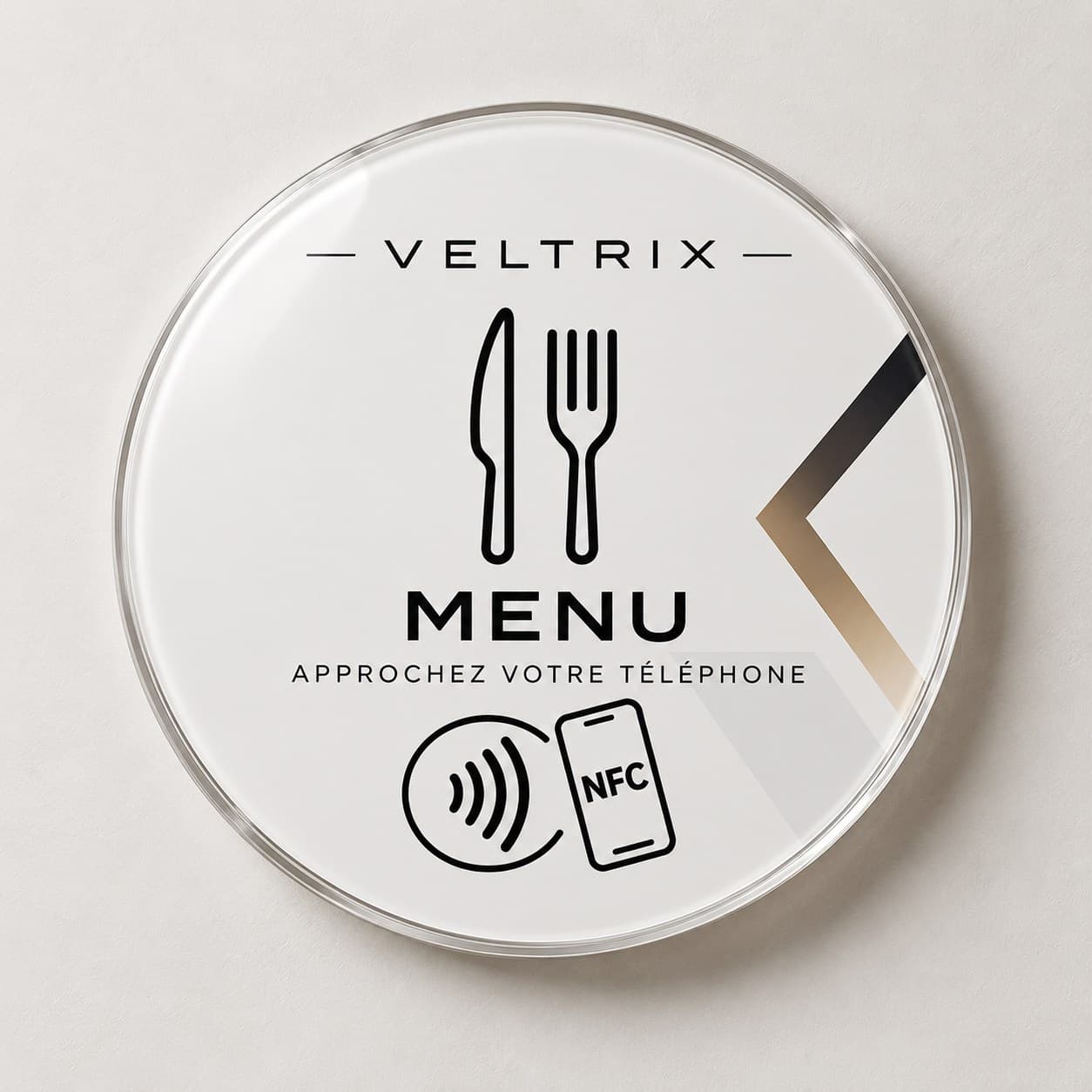 Support NFC classique Veltrix pour ouvrir le menu d’un restaurant